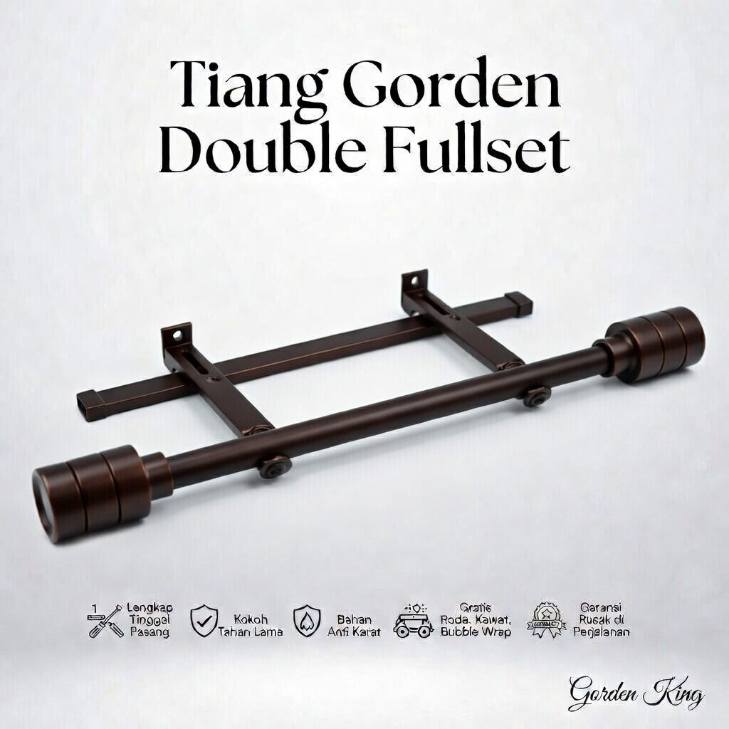 Batang Tiang Gorden FullSet Minimalis Double Full Set Ukuran 1 2 2.5 3 4 Meter