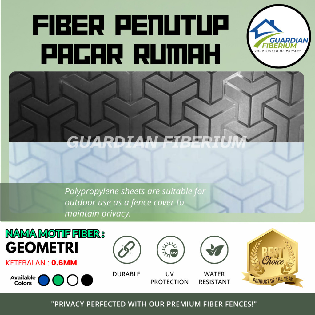 (Harga Per 1/2meter) Fiber Plastik Penutup Pagar Rumah Motif GEOMETRI