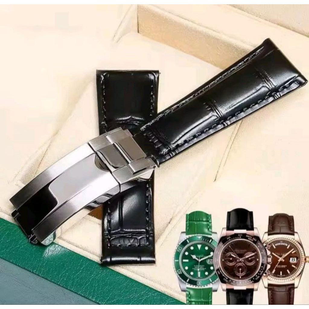 TALI JAM TANGAN ROLEX KULIT STRAP ROLEX SUBMARINER YATCH MASTER GMT DAYTONA UK 20MM