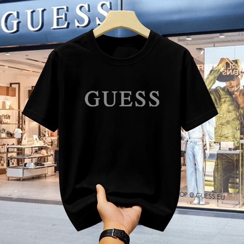 100% Cotton Kaos Guess Pria Resmi Original Model Casual Trendy Terbaru Nyaman Lengan Pendek T-shirt 