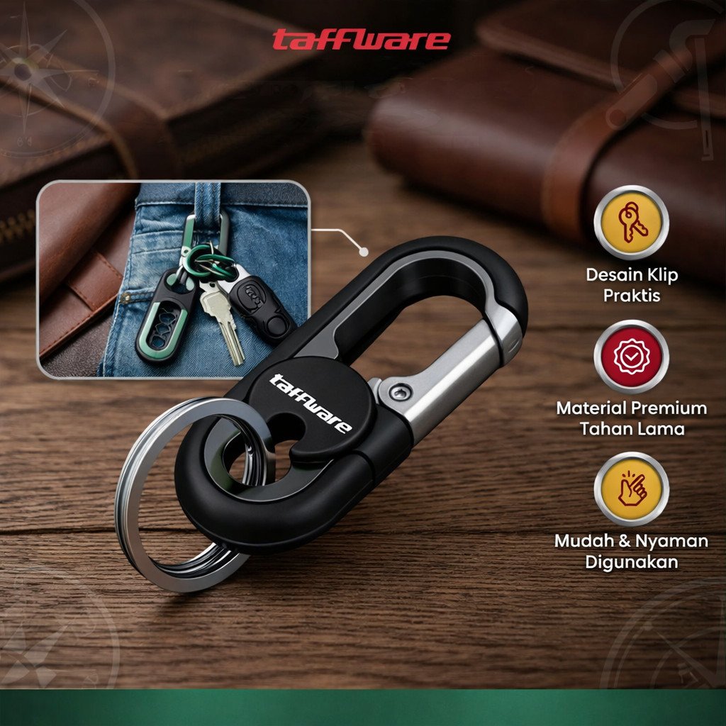 Taffware Carabiner Mini Stainless Steel Keychain Klip Multifungsi
