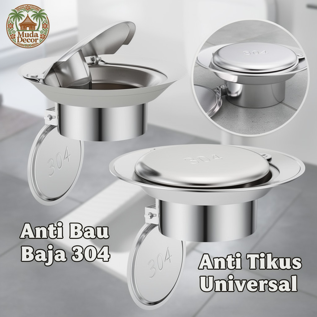 penutup lubang kloset jongkok anti bau stainless steel universal anti tikus tutup toilet otomatis