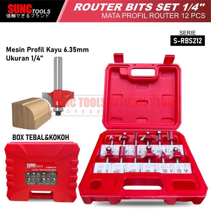 SUNC TOOLS Mesin Trimmer Mata Router Bit Profil 6.35mm Alat Ukir Potong Kayu HPL - Mata Router