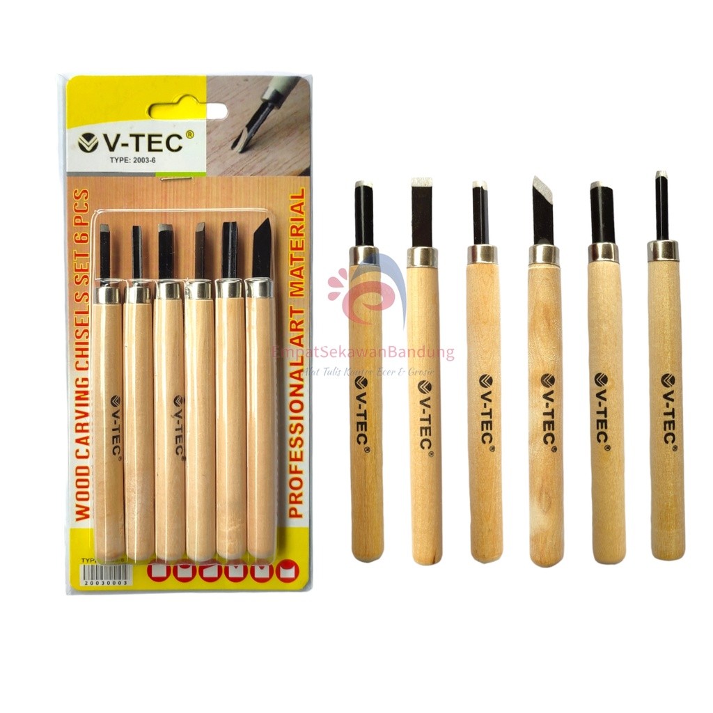 V-Tec Wood Carving Chisels Set 6 / Vtec Pisau Ukir Set 6 / Alat Ukir Kayu V-Tec  – Set 6 SHRAT