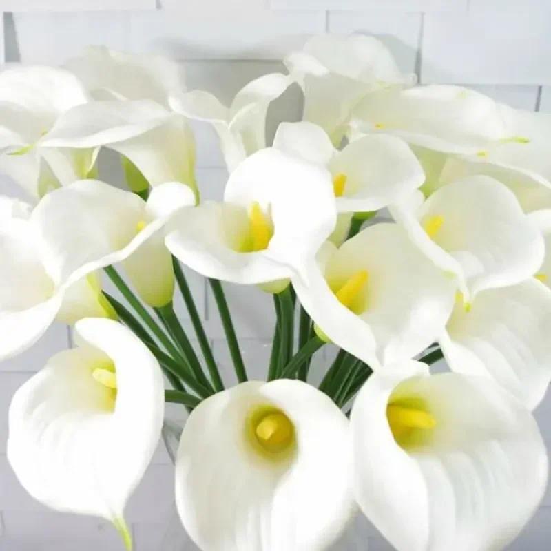 Real Tou Calla Lily Artificial Flowers White Wedng Bouquet Bridal Shower Party Home Flower Decoratio