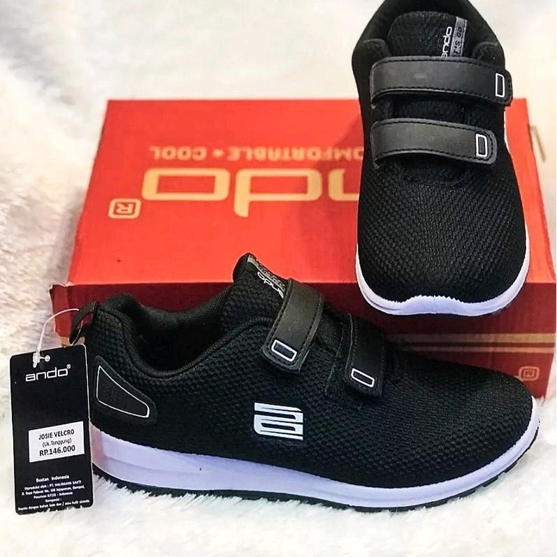 sepatu sekolah Ando Hitam putih josie perekat size 29-36 terbaru sepatu murah sepatu anak perempuan