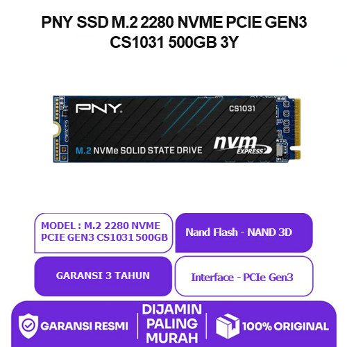 Pny Ssd M.2 2280 Nvme Pcie Gen3 Cs1031 500Gb 3Y