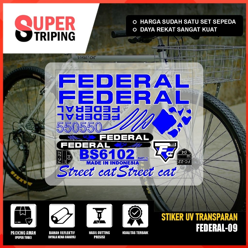 Stiker Sepeda FEDERAL UV TRANSPARAN LADY CATSS CYCLE 2000 Stiker Sepeda Kalcer SET 09 Decal