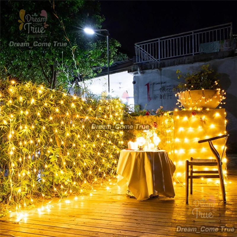 Ready3mx2m Lampu Hias Natal Lampu Kelap Kelip Lampu Hias Lampu Jala Tirai Panjang Waterproof Lampu L