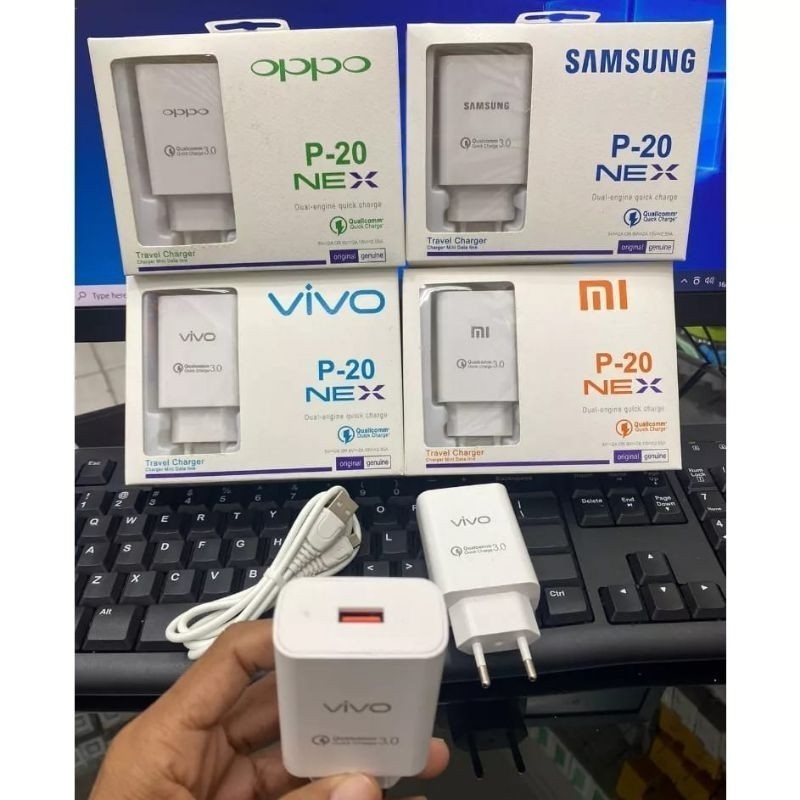 JC [ PREMIUM ] TC TRAVEL CHARGER BRANDED P-20 NEX FAST CHARGING USB MICRO & TYPE-C Casan Fast Chargi