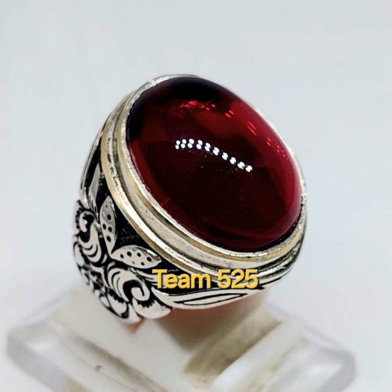 Cincin Merah Siam Wulung / Batu Akik Merah Siam Merah Tua