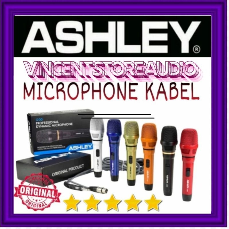 Mic Kabel ASHLEY i 200 Original 6 Pilihan Warna - Gold