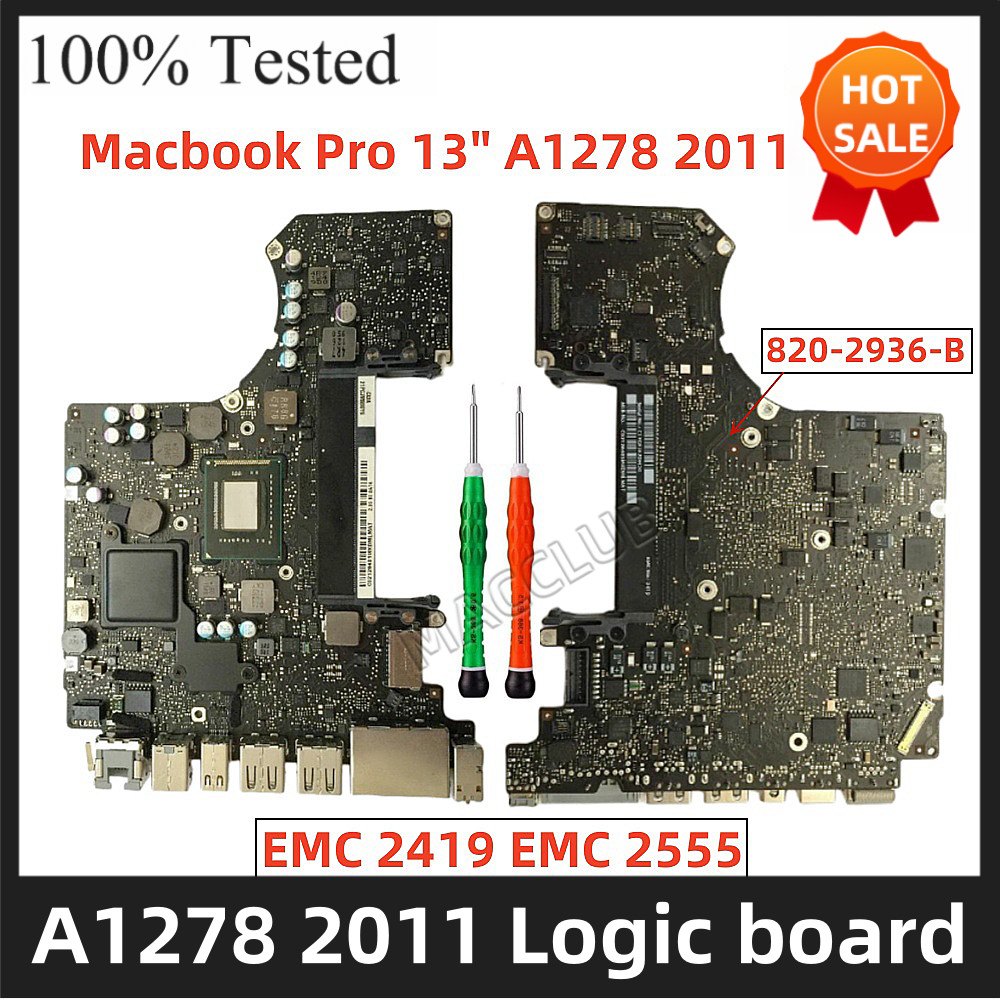 A1278 logic board for MacBook Pro 13" A1278 2.3 2.4 2.7 2.8Ghz 2011 EMC 2419 EMC 2555 820-2936-B Log