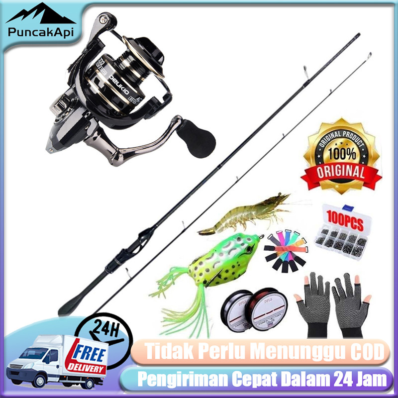 Joran Pancing Spinning1.65M/1.80M/1.98M Gagang Karbon Joran Casting Dengan Reel Pancing Gulungan Rod