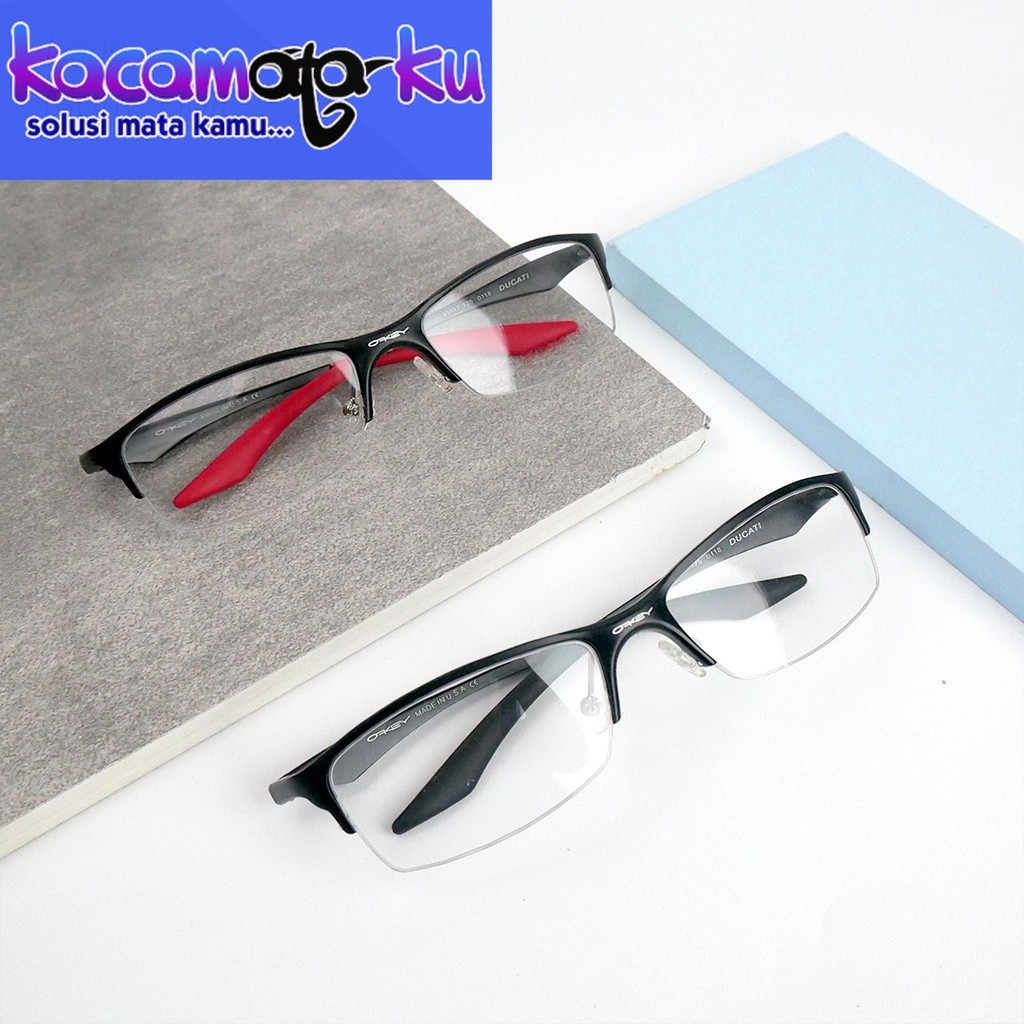 Kacamata Matte Half Frame Pria Sport Titanium Photocromic Minus Anti Radiasi Half