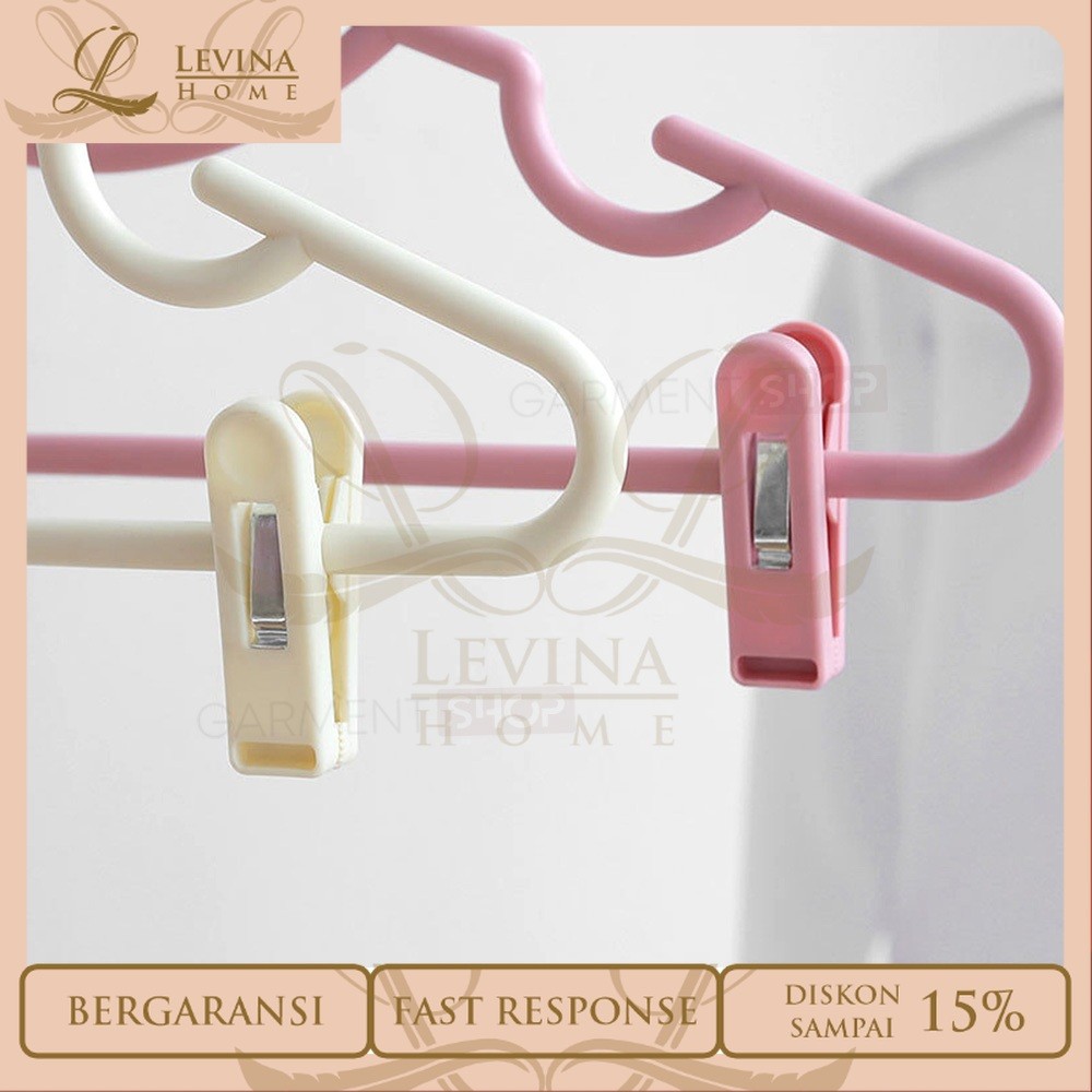 Jepit Hanger Jemuran Isi 10 Pcs, Jepitan Plastik Tebal untuk Kaos Kaki dan Pakaian Dalam Laundry [Le