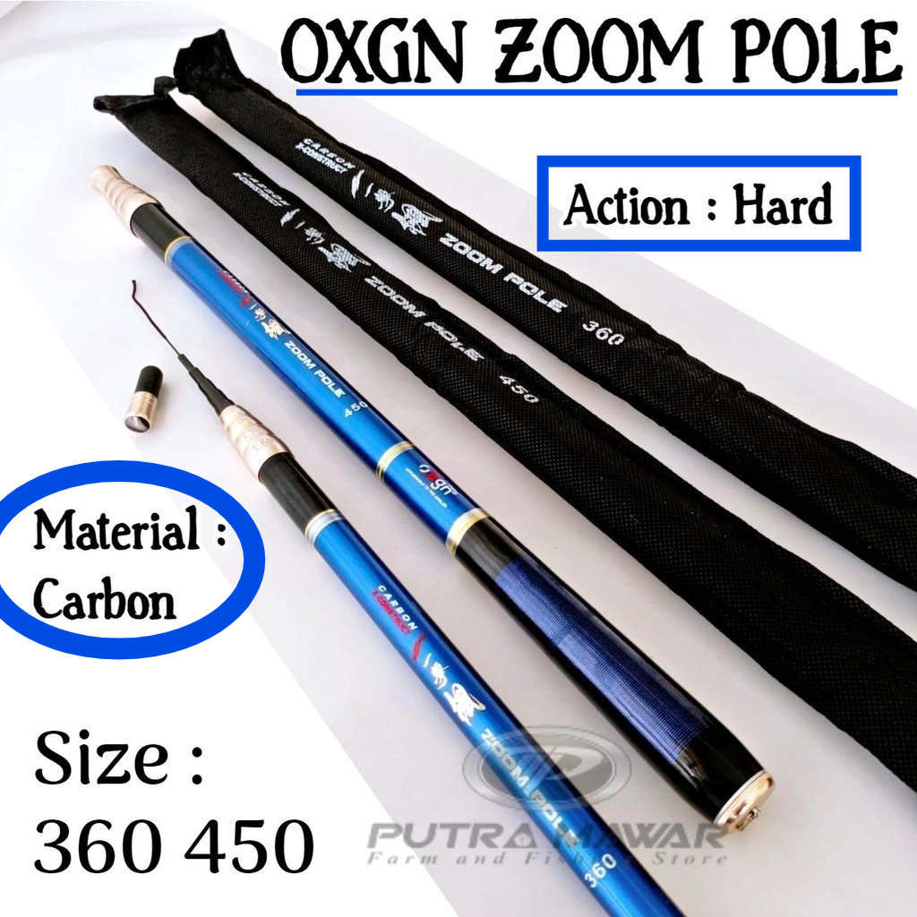 Oxgn Zoom Pole 360 450 Joran Tegek Zom Drat Kunci Ruas Pendek Bahan Carbon Action Hard Tangkai Panci