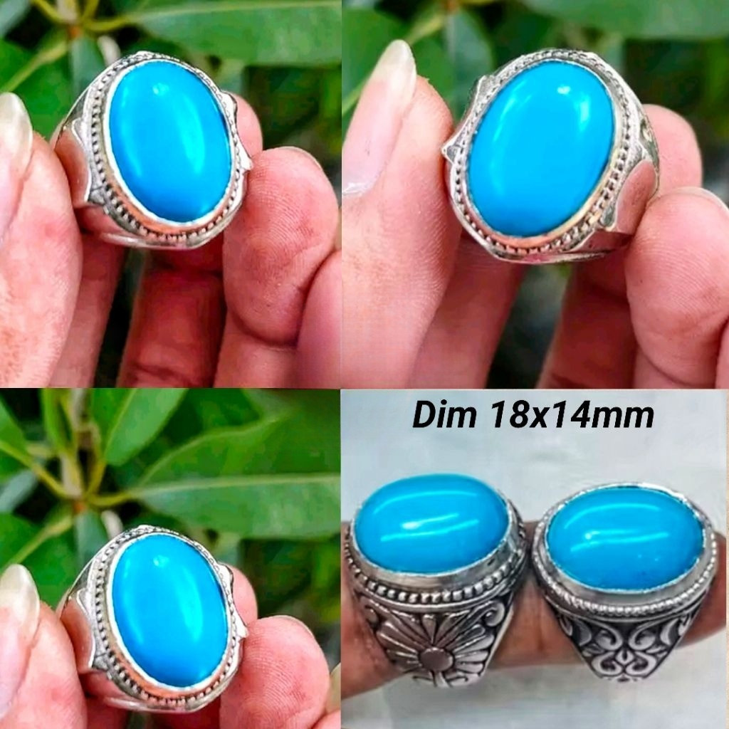 CINCIN BATU PIRUS MESIR BIRU FANCY POLOS HG RING ALPAKA SUPER