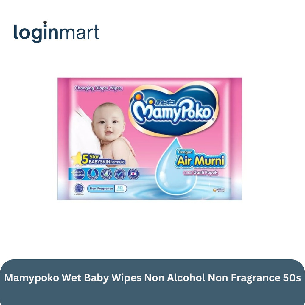 Mamypoko Wet Baby Wipes Non Alcohol Non Fragrance 50s