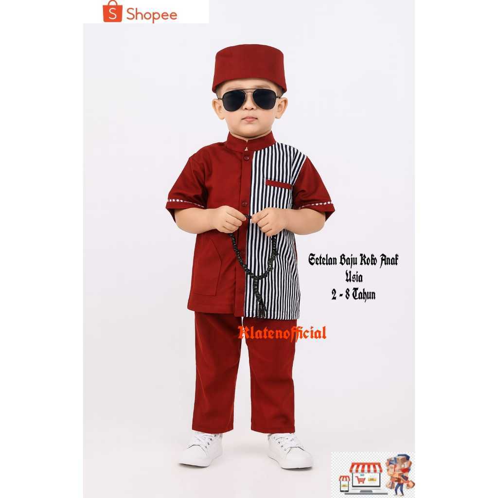 =TREND FASHION=[ Limited ] Setelan Koko Anak Laki Laki 2 3 4 5 6 7 Tahun Baju Muslim Anak Modern Kok