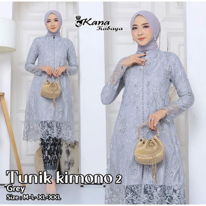 Satu Set Kebaya Tunik Payet Resleting Depan | Kebaya Modern Hijab murah kualitas premium | Kebaya Pe