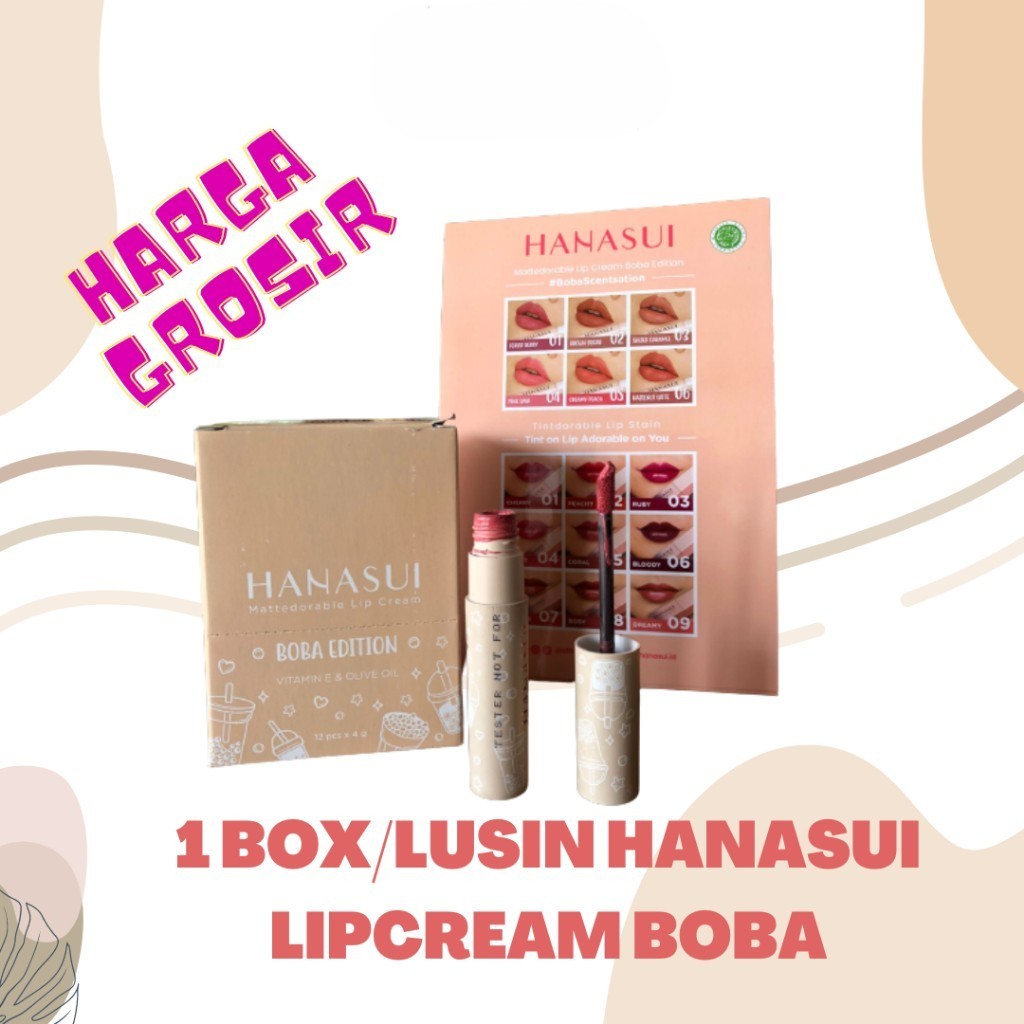 (GROSIR) Hanasui Matte Lipcream (Mattedorable, Bobba, Matcha Series)