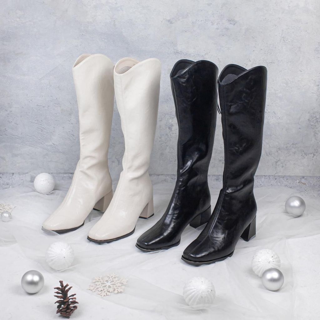 Gisella Knee Highs Boots/Boots Panjang Winter Musim Dingin Hak Tahu