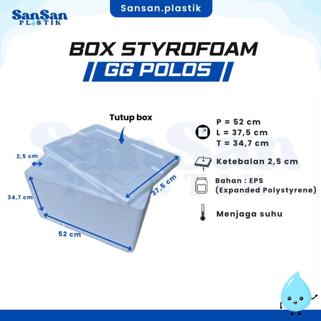 Box Styrofoam GG Polos/Box Ikan/Cool Box/Box Minuman/Box Gabus