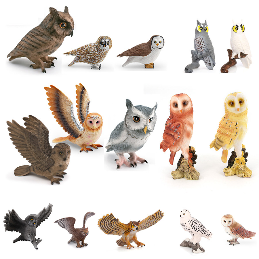 Realistic Snowy Owl Eagle Owl Barn Owl Plastic Model Figure Wildlife Hand Painted Figurine Education