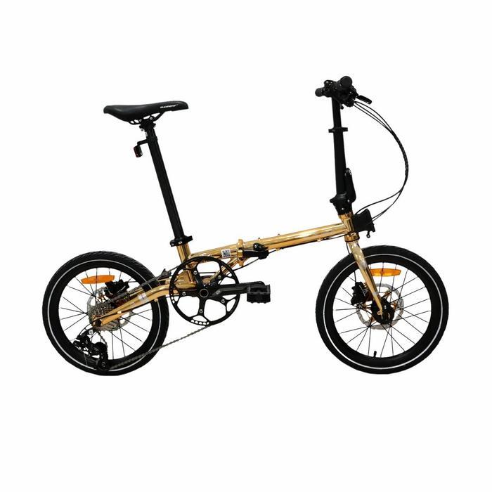 Sepeda Lipat Element Troy X 10 speed Chrome Edition chromoly 16 Inch - Gold chrome