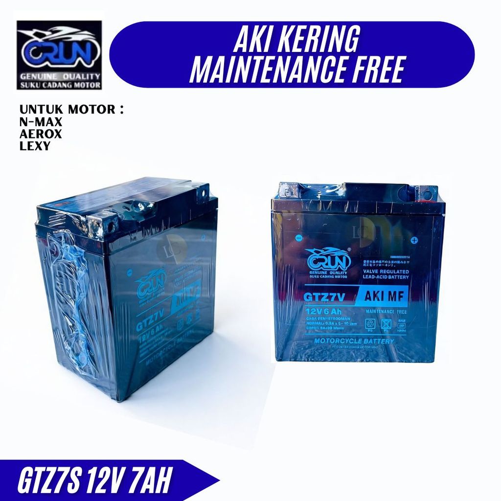 Crun Baterai Aki Motor GTZ7V 12V 6Ah Ampere GTZ6V Yamaha Nmax Aerox Lexy