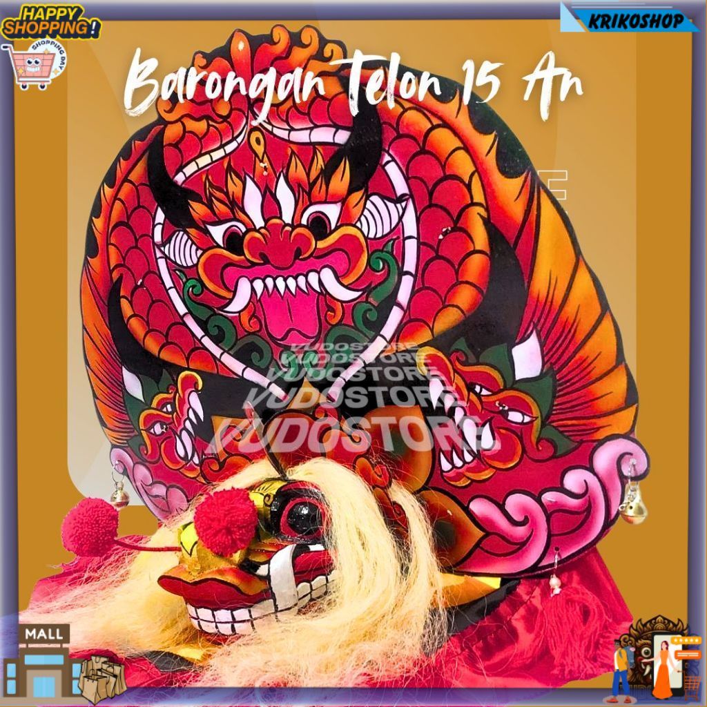 Barongan Telon Merah Ukuran 15 Full Kayu Barongan Caplokan Kayu Barongan Pentas U274 KKS -70