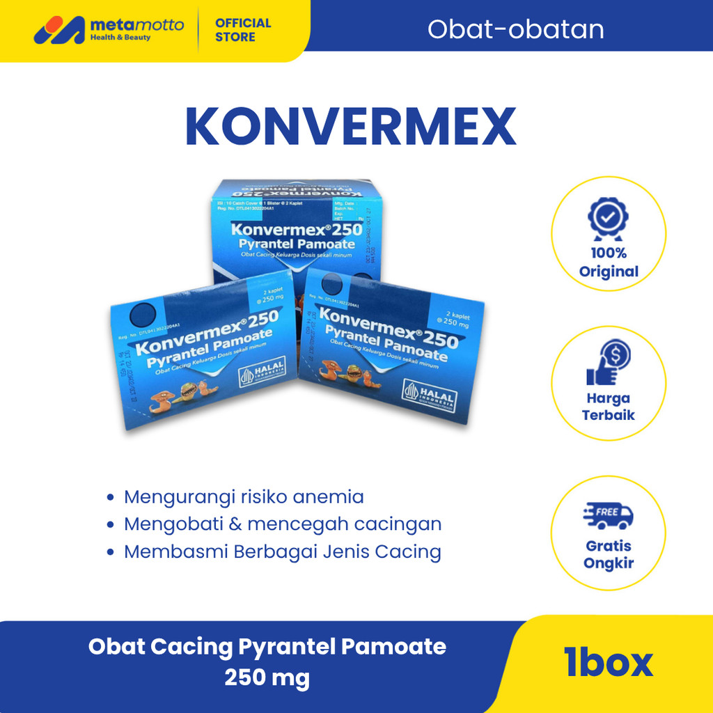 Konvermex 250 mg 1 box - Obat Cacing Pyrantel Pamoate