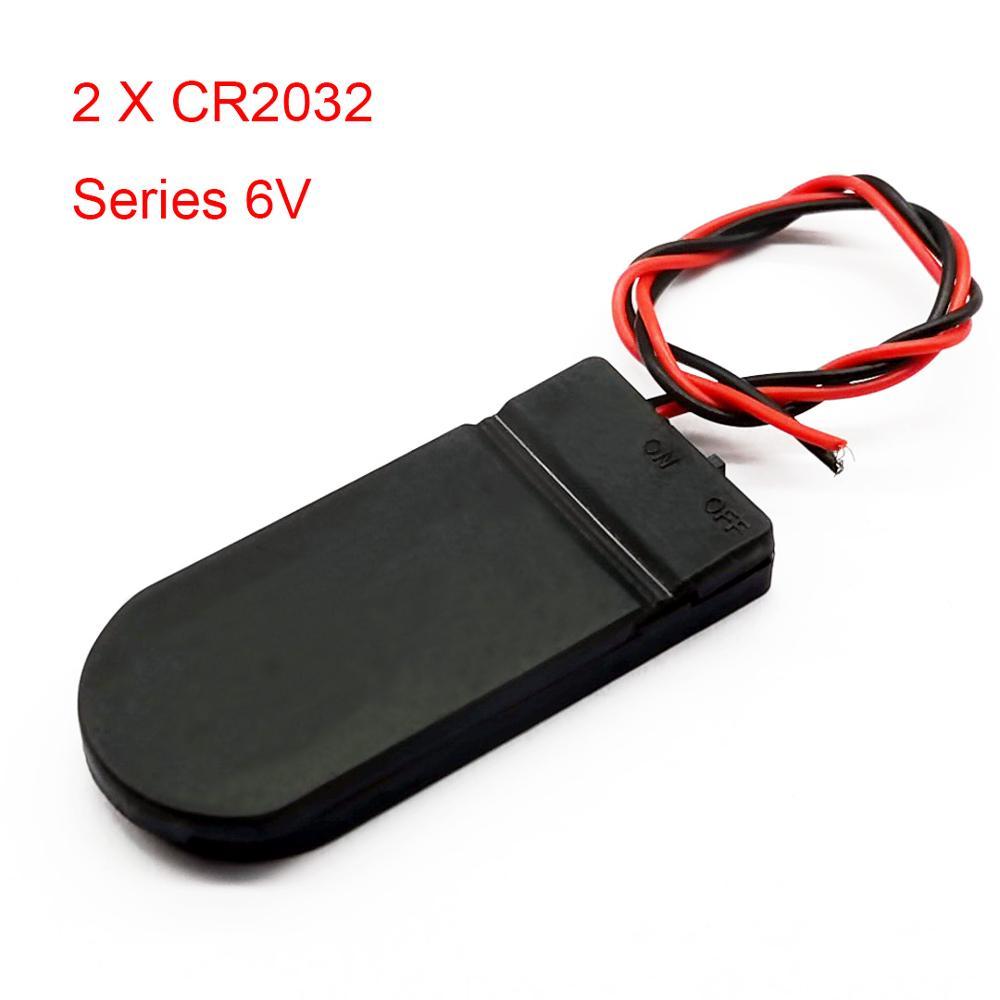 3V X 2 CR2032 6V Tempat Baterai Kancing dengan Sakelar ON/OFF Kotak Penyimpanan Baterai