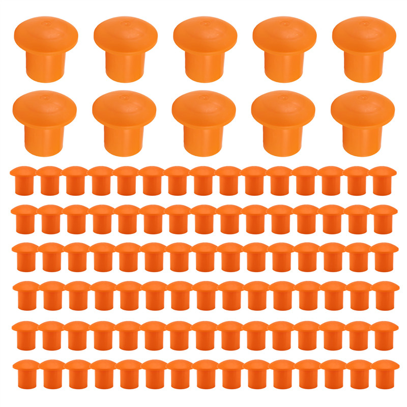 B24B 100 Pcs Mushroom Rebar Cap Plastic Safety Caps For Rebar 3 To 7, Orange Color, 2.36 X 2.17 X 1.