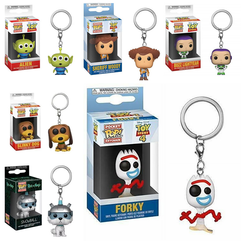 Funko POP Toy Story 4 Forky Slinky Dog Woody Buzz Lightyear Alien Keychain Action Figure Collection 