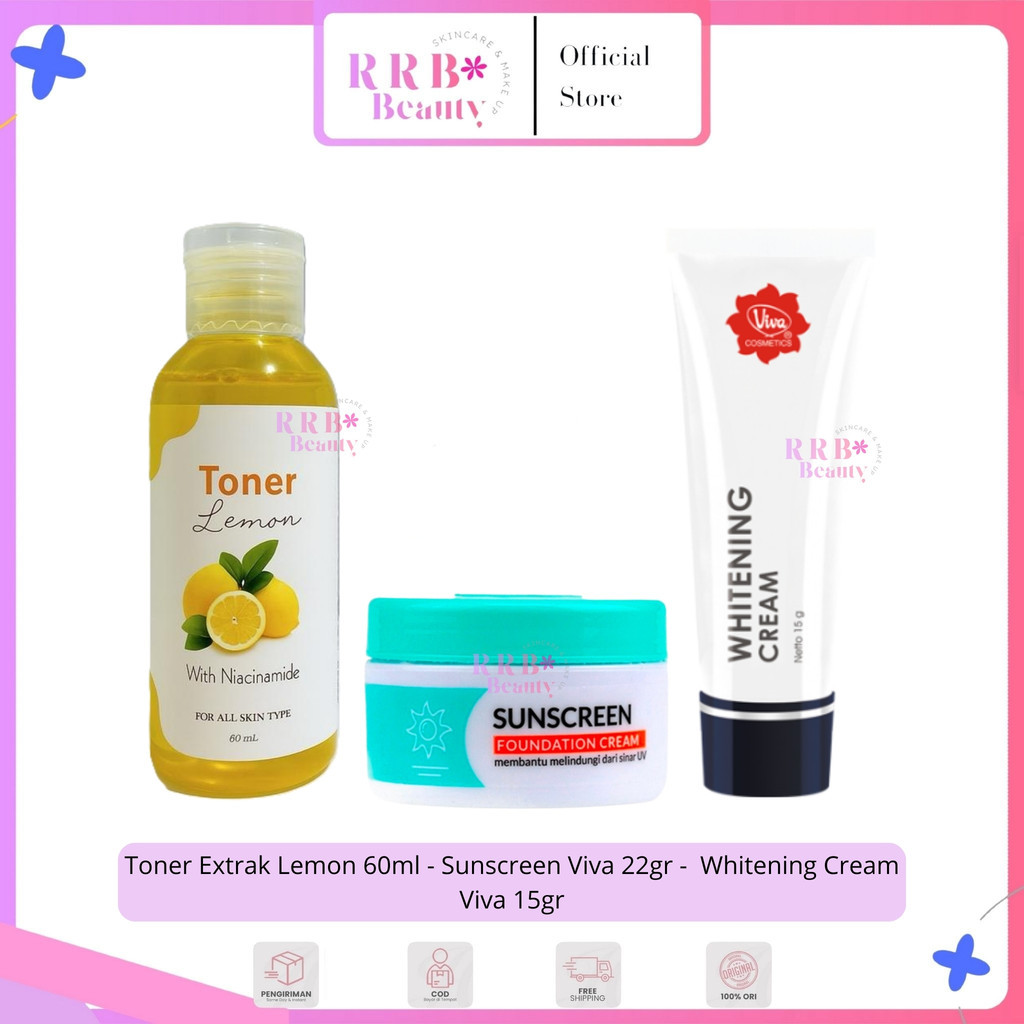 [ ISI 3 ] Paket Viva Whitening Cream Mencerahkan Glowing Flek Hitam Perawatan Wajah Toner Original