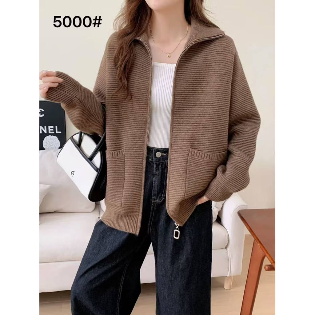 Jaket Wanita Dewasa Musim Dingin Women Winter Knitted Jacket Rajut Tebal Hangat
