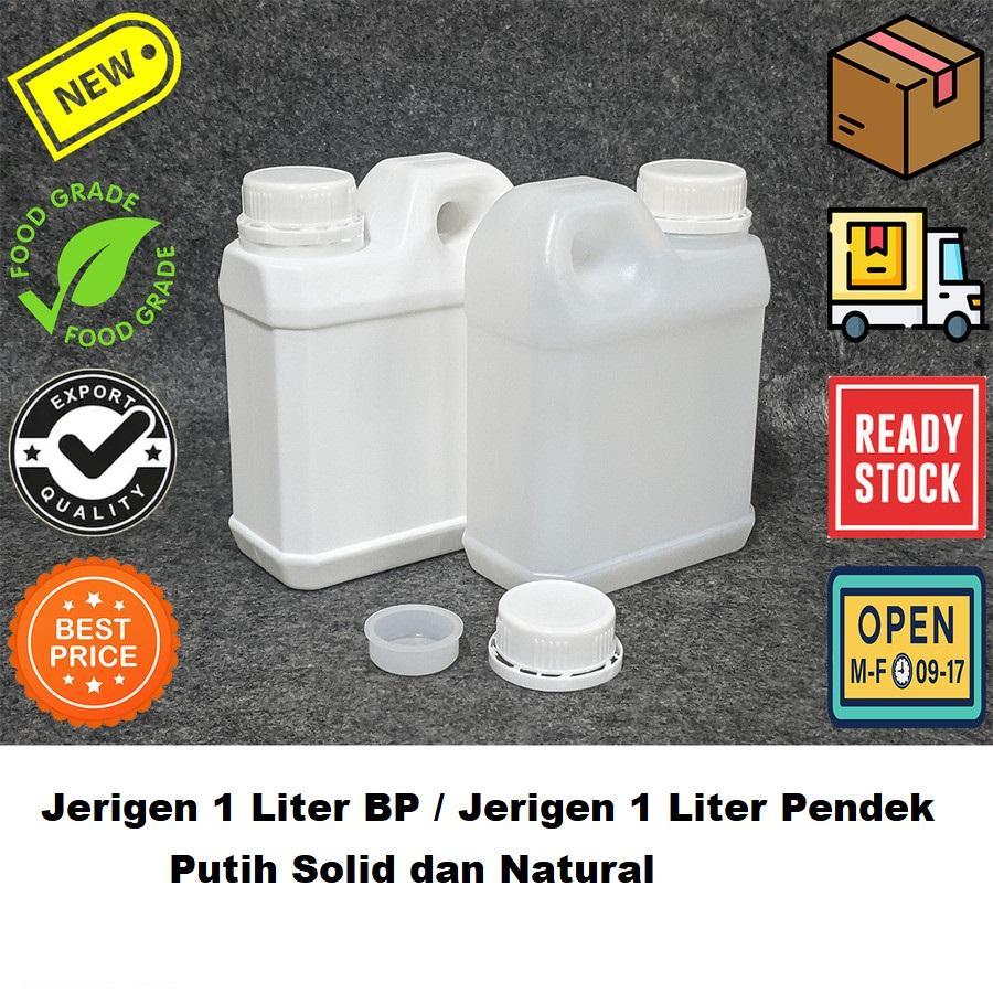 [BARU] Jerigen 1 Liter Kotak Pendek HDPE Plug Tutup Segel ( 1 BAL)