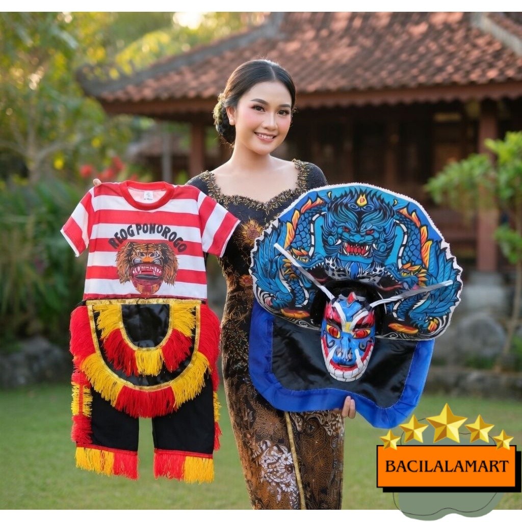 Murah Banget Kostum Reog Anak Set Lengkap Barongan Devil Spon Jumbo Caplokan Kaos Celana Jaranan Reo
