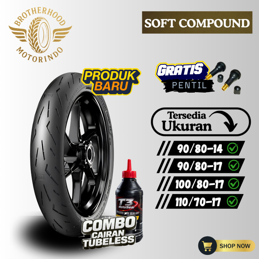 BAN SOFT COMPOUND PIRELI 90/80-14 TUBELESS  / BAN DRC / RS01 / SPORTIVO2 / MP27 / MP76 BAN RING 17 /