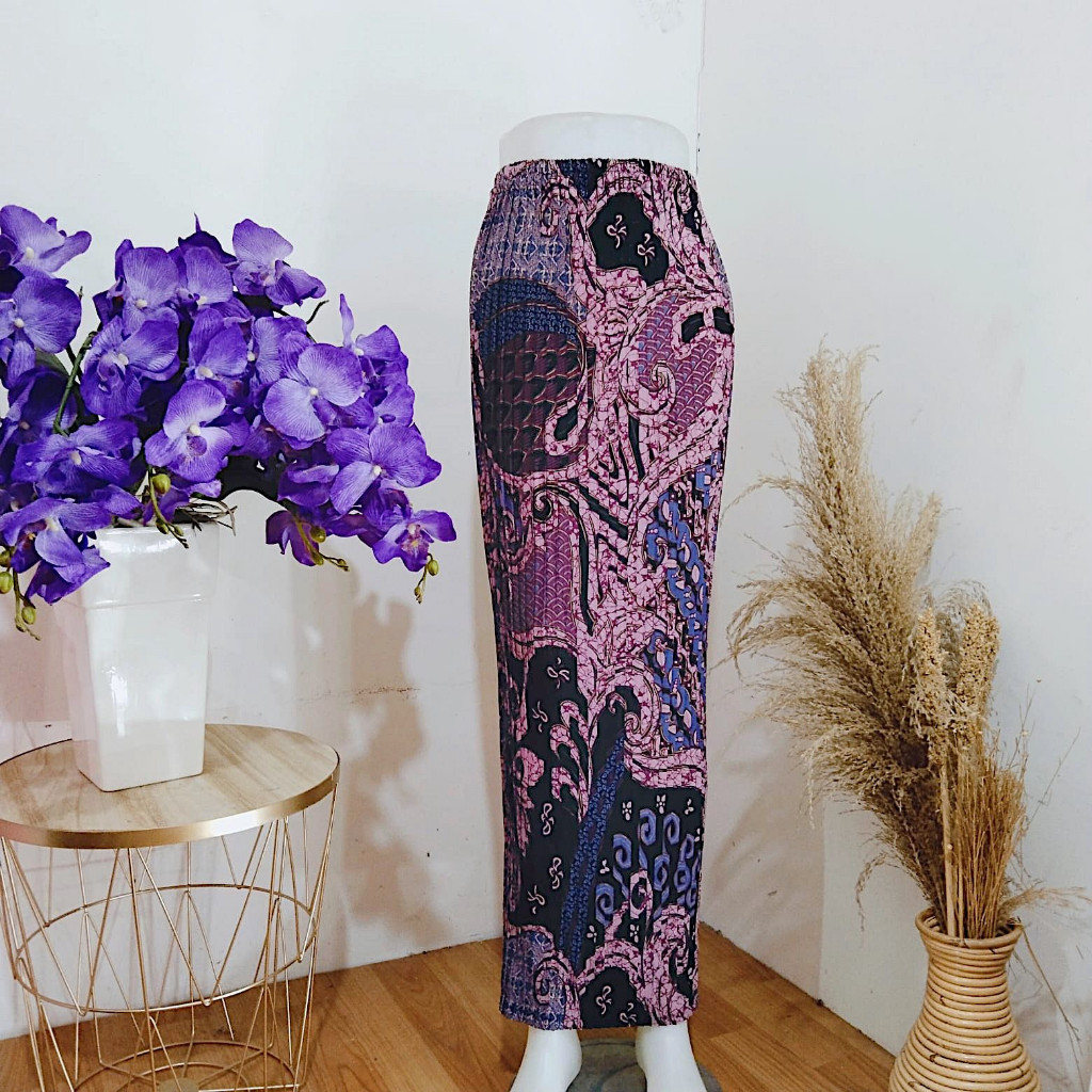 ROK PLISKET BATIK / ROK PLISKET SABYAN LILAK (S - JUMBO ) / BAWAHAN KEBAYA / ROK KEBAYA / ROK WISUDA