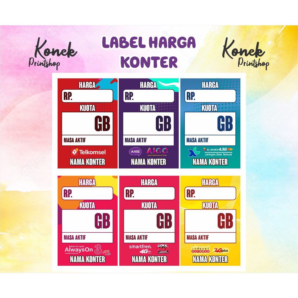 Voucher Harga Konter Label Harga Konter Display Harga Etalase Konter Stiker Konter Model Portrait