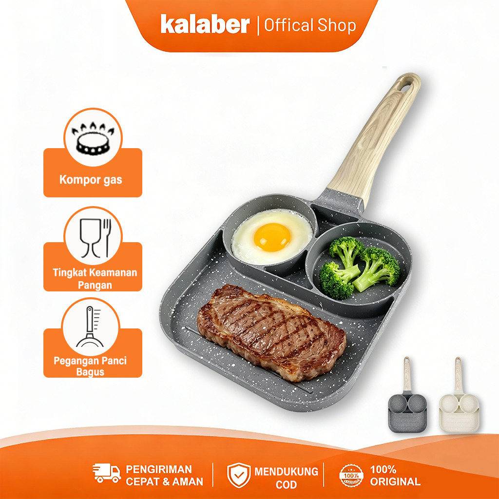 Kalaber Wajan Panci Penggorengan Telur Pancake 3in1 Non Stick Egg Wajan datar anti lengket
