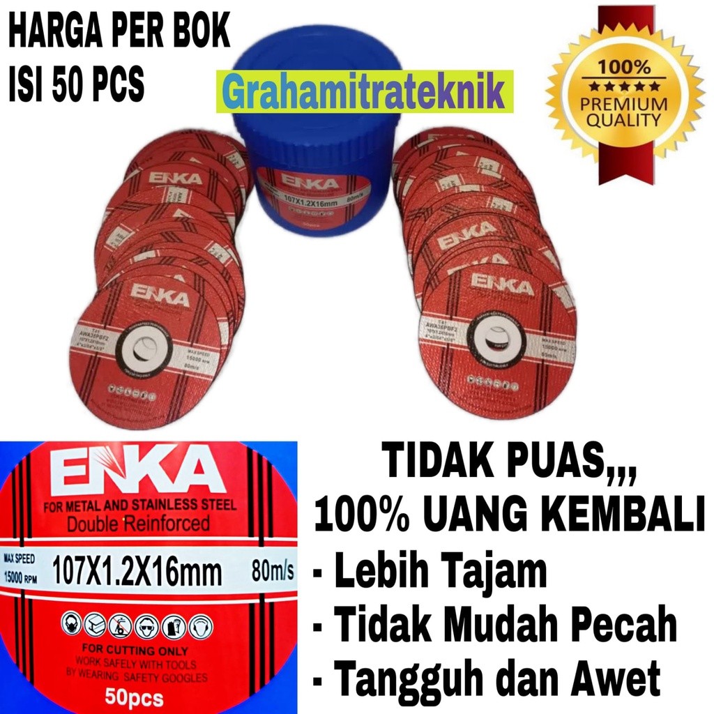 SIXSHOP ( HARGA DISKON PER BOK ISI 50 Pcs ) BATU GERINDA POTONG CUTTING ENKA 107X1,2X16mm KATING TIP
