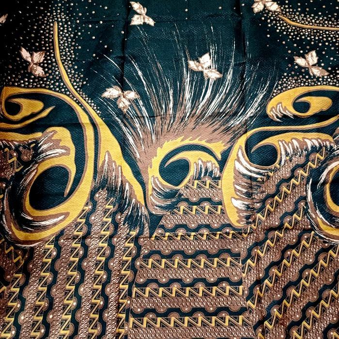 Kain batik dobby motif abstrak kontemporer warna dasar hitam kuning