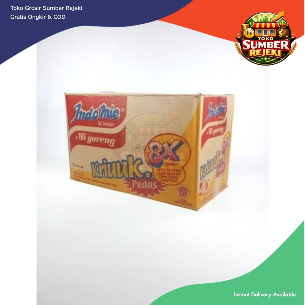 1DUS INDOMIE GORENG KRIUK PEDAS 40×90GR