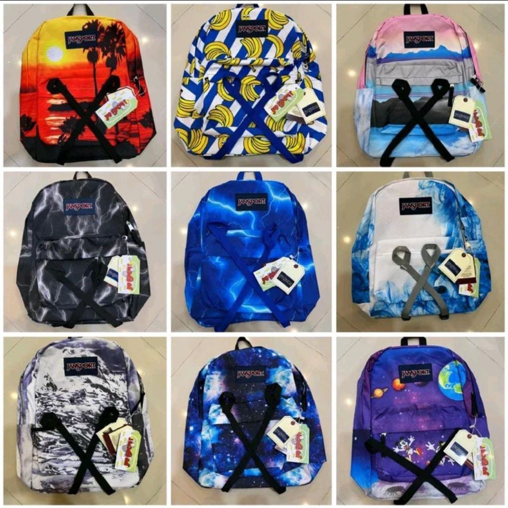 JANSPORT OR1 import full tag embos, tali pita, ukuran besar dan bahan tebal