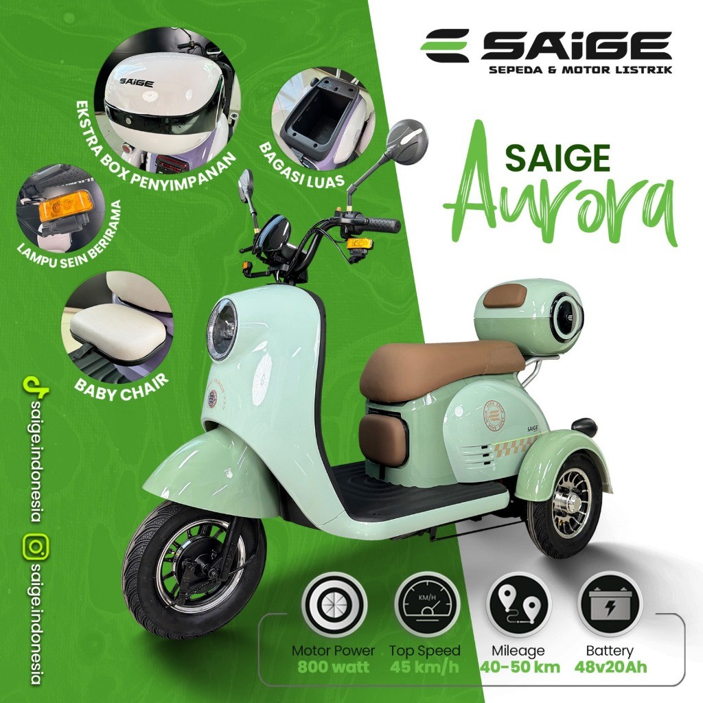Sepeda Listrik Saige Aurora Roda 3 Garansi Resmi not U WINFLY EXOTIC PACIFIC GODA