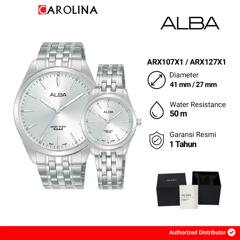 Jam Tangan Couple Alba ARX107X1/ARX127X1 Silver Dial Silver Stainless Steel Strap